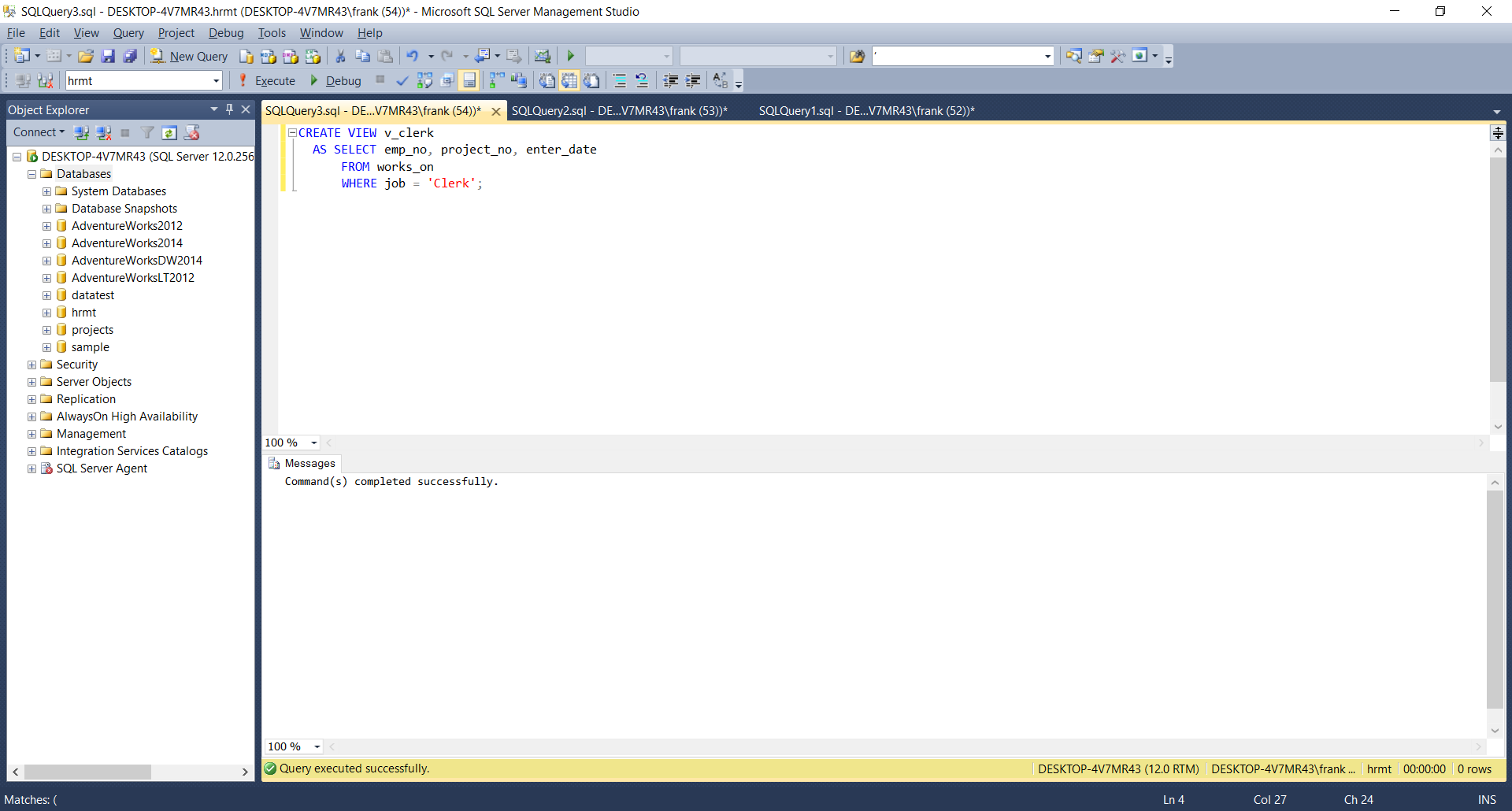Create View for use as a virtual table